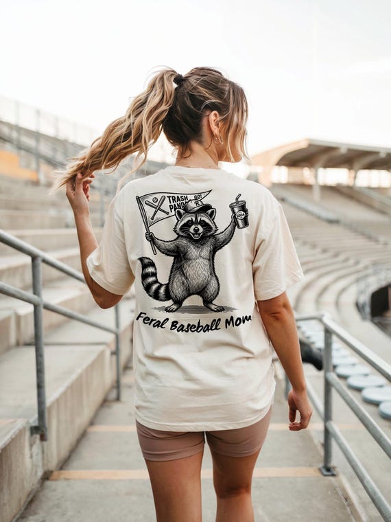 Feral Baseball Mom PNG, Raccoon Sports Mom Design, Trendy Game Day Raccoon PNG, Mom Life Humor Sublimation