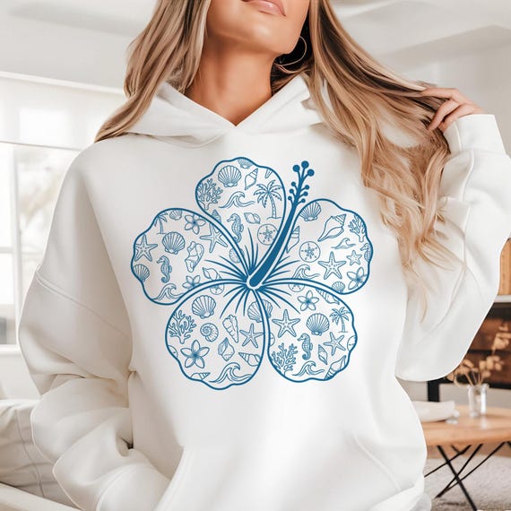 Hibiscus Flower PNG, Tropical Sublimation Design, Coastal Vibes T-Shirt Design, Ocean Beach DTF (Digital Download)