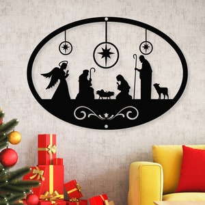Nativity Metal Sign Christmas Nativity Scene Metal Art Nativity Scenes Indoor Christmas Decorations Christmas Outdoor Nativity Wall Art