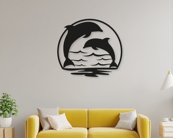 Dolphin Metal Wall Art: Beach House Nautical Decor
