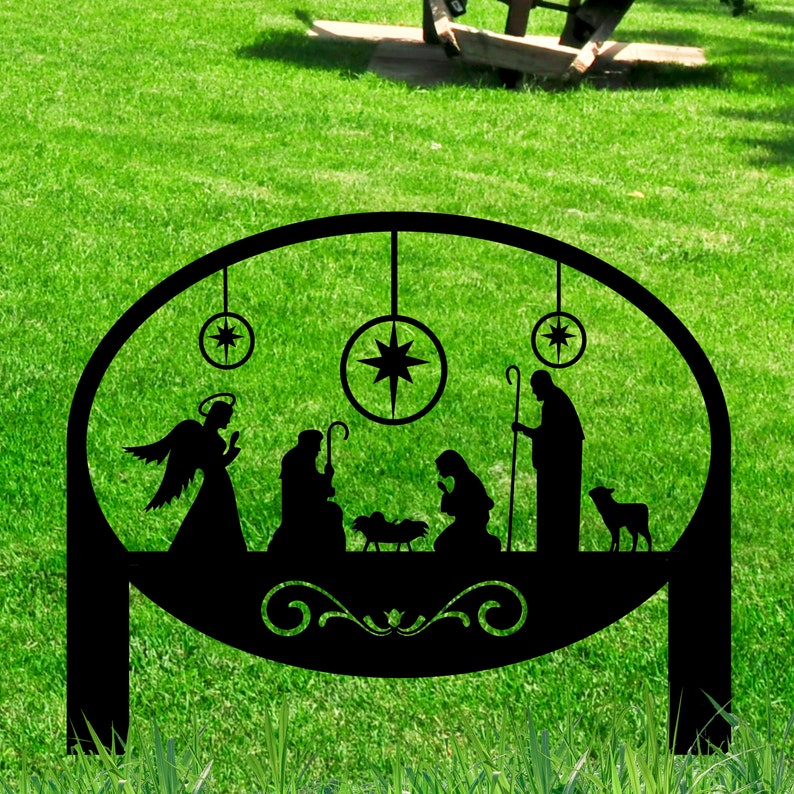 Metal Nativity Yard Sign, Christmas Nativity Scene Metal Sign, Nativity ...