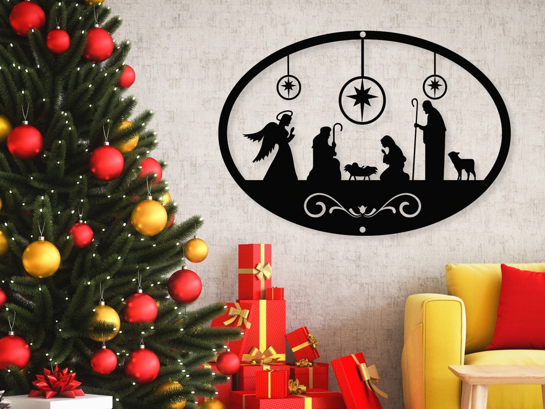 Nativity Metal Sign Christmas Nativity Scene Metal Art Nativity Scenes