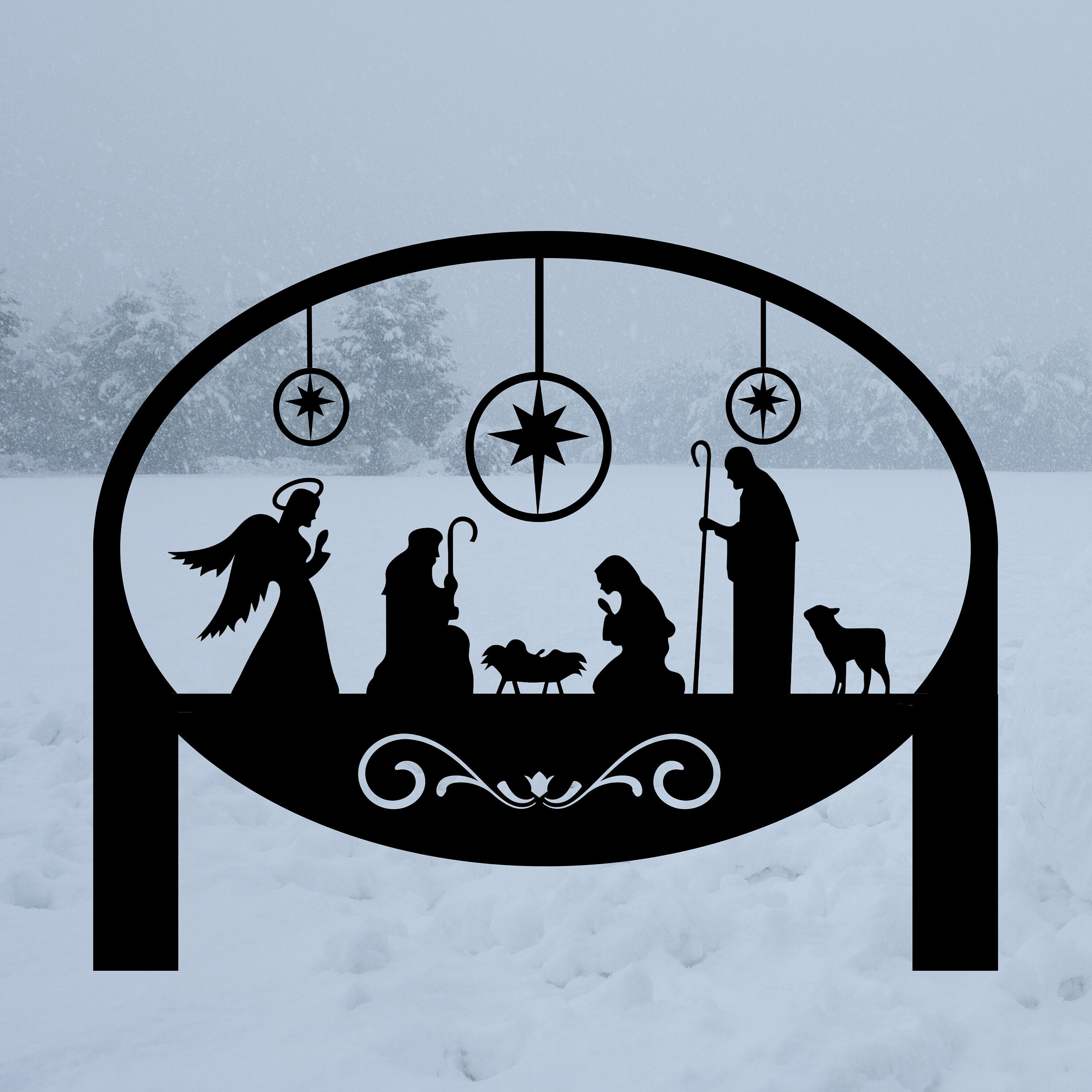 Metal Nativity Yard Sign, Christmas Nativity Scene Metal Sign, Nativity ...