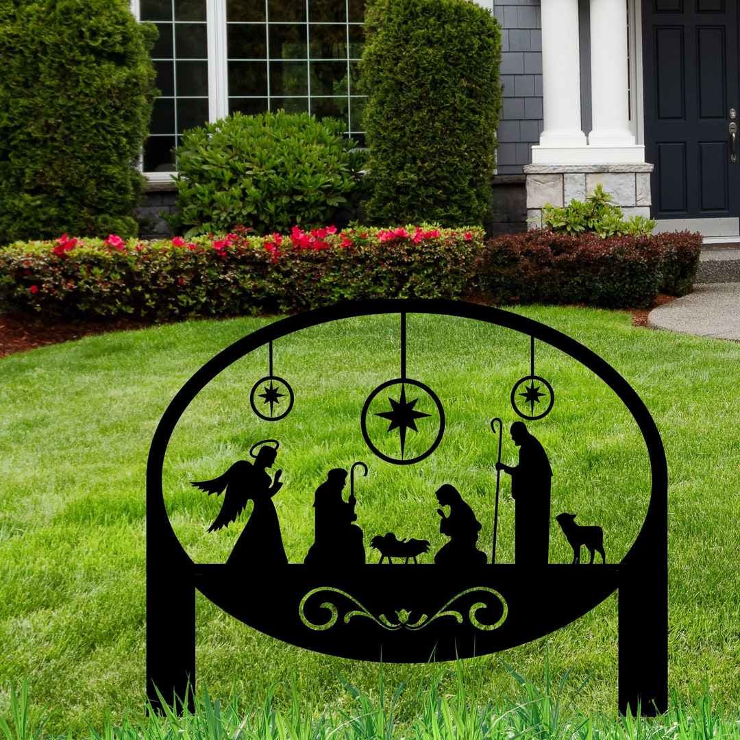 Metal Nativity Yard Sign, Christmas Nativity Scene Metal Sign, Nativity
