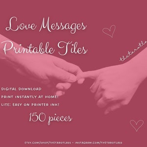 Azulejos imprimibles Mensajes de Amor: 150 pc imprimibles / tarjetas clarificantes / tarjetas de adivinación / oráculo de bolsillo / tiendas metafísicas / espirituales
