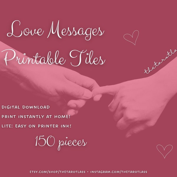 Love Messages printable tiles: 150 pc printable | clarifying cards | divination cards | pocket oracle | metaphysical shops | spiritual