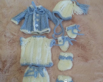 Hand knit baby outfit