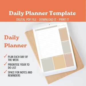DAILY PLANNER Printable or Digital PDF| To Do List Printable | Productivity Day Planner | Work Day Diary Insert | Template | Organize