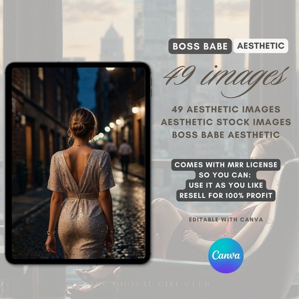 BOSS BABE Stock Photos | Aesthetic Boss Babe images | Master Resell Rights  | DFY | Canva Template | Faceless Reels