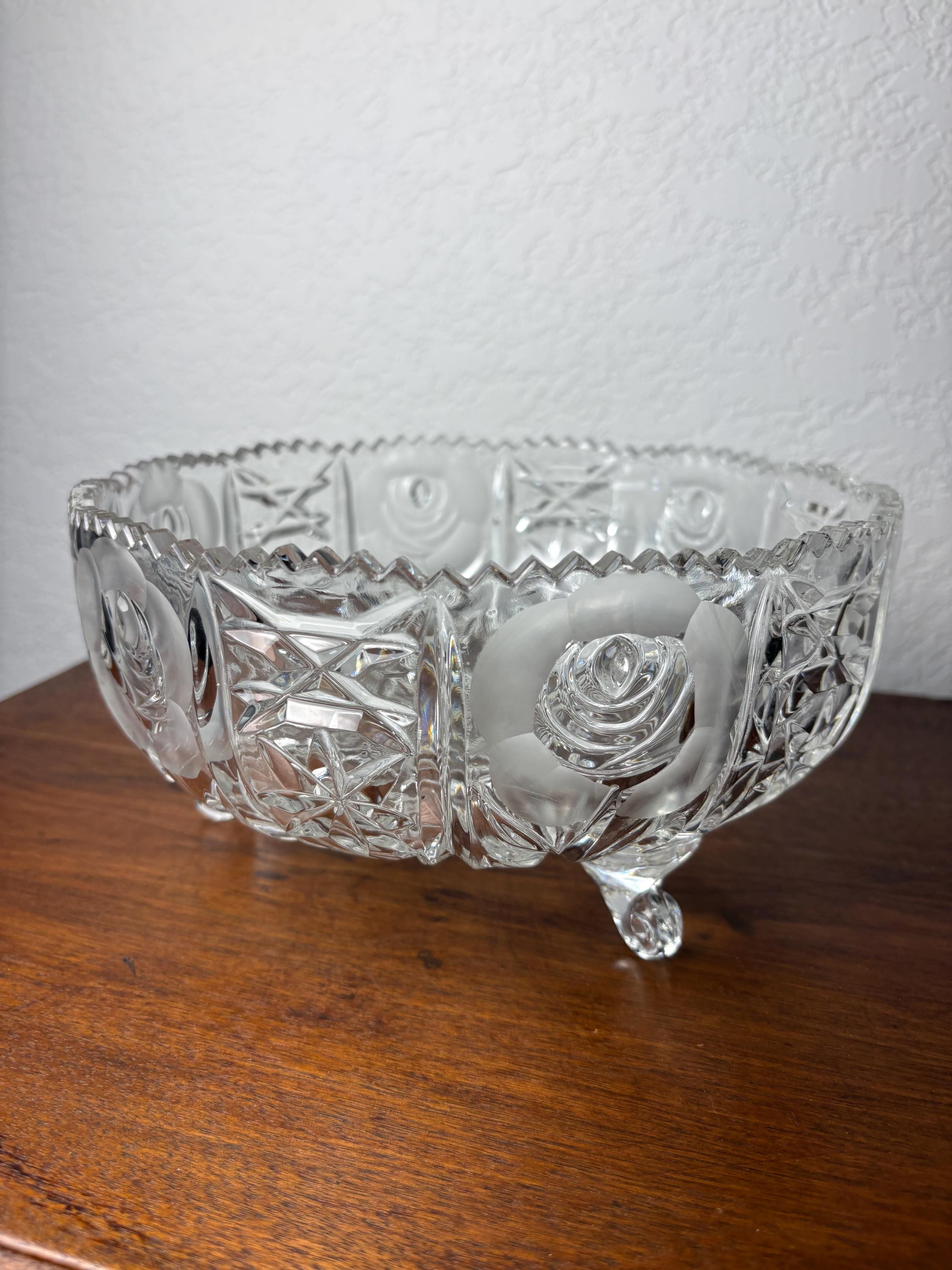 Lead Crystal Rose Bowl - Etsy