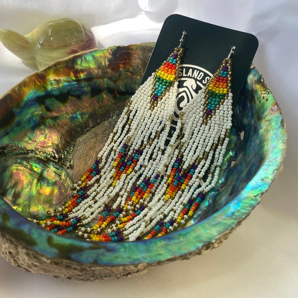 Authentische Indigene Perlen Ohrringe | Lebendiges Mehrfarbig | Handgefertigter indigener Schmuck | Handgefertigtes Geschenk | Indigener Laden