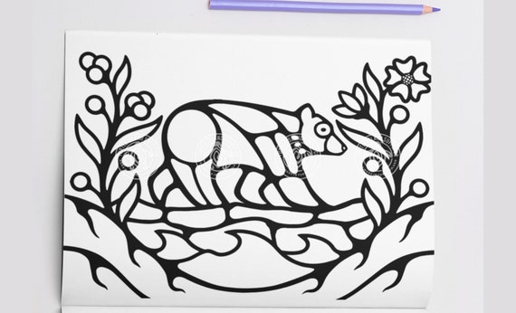 Woodlands Bear Colouring Page: Indigenous Art (Digital Download)