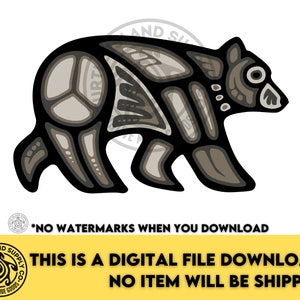 Indigenous Designed &#39;Makwa&#39; PNG,SVG,JPG Digital Download | Ideal for Print, Embroidery, Engraving, Sublimation