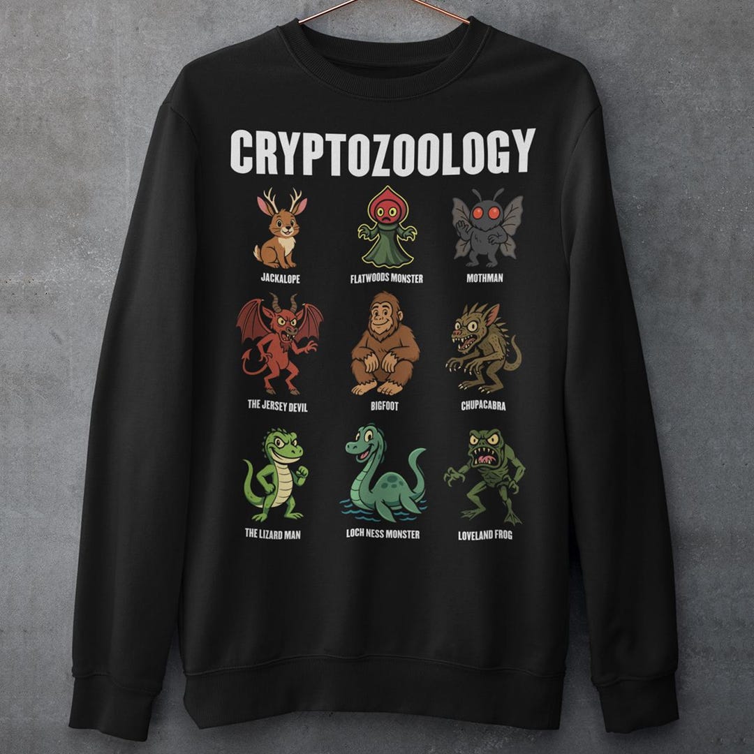 Cryptozoology Cryptids Sweatshirt - Cryptid Creatures Encyclopedia ...