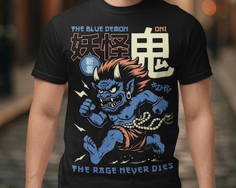 Oni The Blue Demon T-Shirt - Japanese Yokai Shirt - Japan Folklore Gift