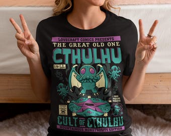 Camiseta de cómic de Cthulhu - Camiseta para amantes de los libros - Camiseta de H. P. Lovecraft - Regalo del Gran Anciano