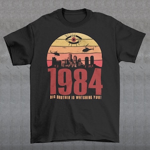 1984 Big Brother Is Watching You T-shirt - dystopisch shirt - Retro Sun T-shirt - unisex kleding