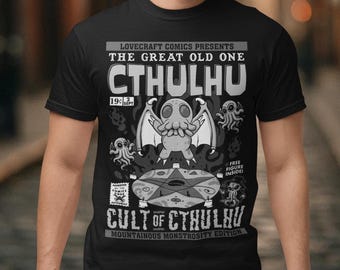 Camiseta de cómic de Cthulhu - Camiseta para amantes de los libros - Camiseta de H. P. Lovecraft - Regalo del Gran Anciano