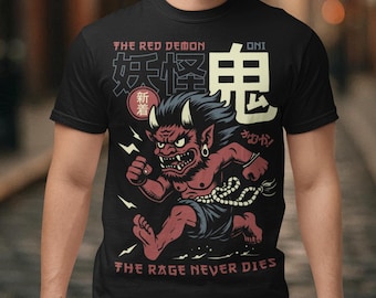 Oni The Red Demon T-Shirt - Japanese Yokai Shirt - Japan Folklore Gift