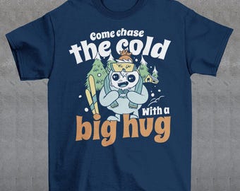 Yeti Big Hug T-shirt - Söt Sasquatch-skjorta - Skidåkningsgåva
