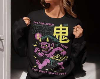 Sweatshirt Oni The Pink Demon - Japans Yokai-shirt - Japans folklorecadeau