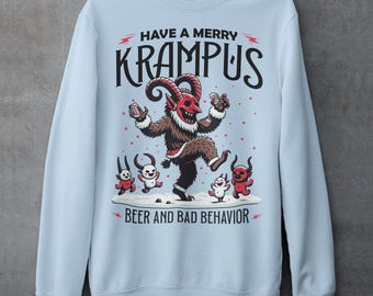 Felpa "Have A Merry Krampus" - Maglietta folcloristica - Maglietta divertente di Natale - Regalo di Natale