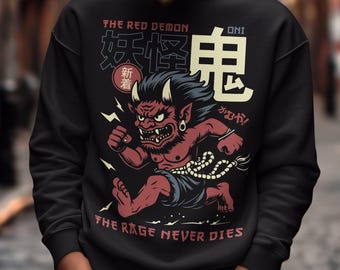 Sweatshirt Oni The Red Demon - Japans Yokai-shirt - Japans folklorecadeau