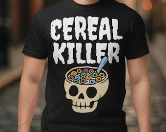 Cereal Killer Skull Bowl T-Shirt - Breakfast Humor Shirt - Creepy Cute Tee