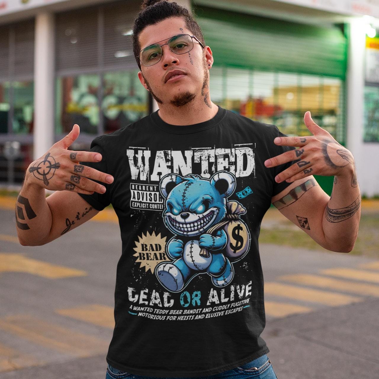 Wanted Teddy Bear T-shirt - Dead or Alive Shirt - Urban Streetwear