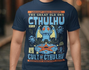 Camiseta de cómic de Cthulhu - Camiseta para amantes de los libros - Camiseta de H. P. Lovecraft - Regalo del Gran Anciano