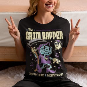 The Grim Rapper Retro T-Shirt - Sensenmann Shirt - Musikalisches T-Shirt - Lustiges Geschenk - Unisex Kleidung