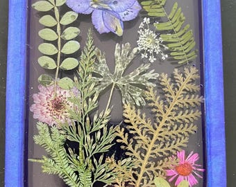 Handgemachtes Lila Resin Schmucktablett | Gepresstes Blumen botanisches Dekor