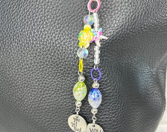 Ciondolo per auto motivazionale: tartaruga e stella marina con perline, accessorio motivazionale