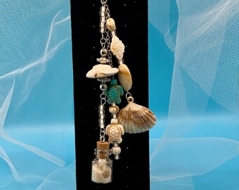 Ciondolo sabbia Daytona Beach – Portachiavi fatto a mano con tartaruga e conchiglia