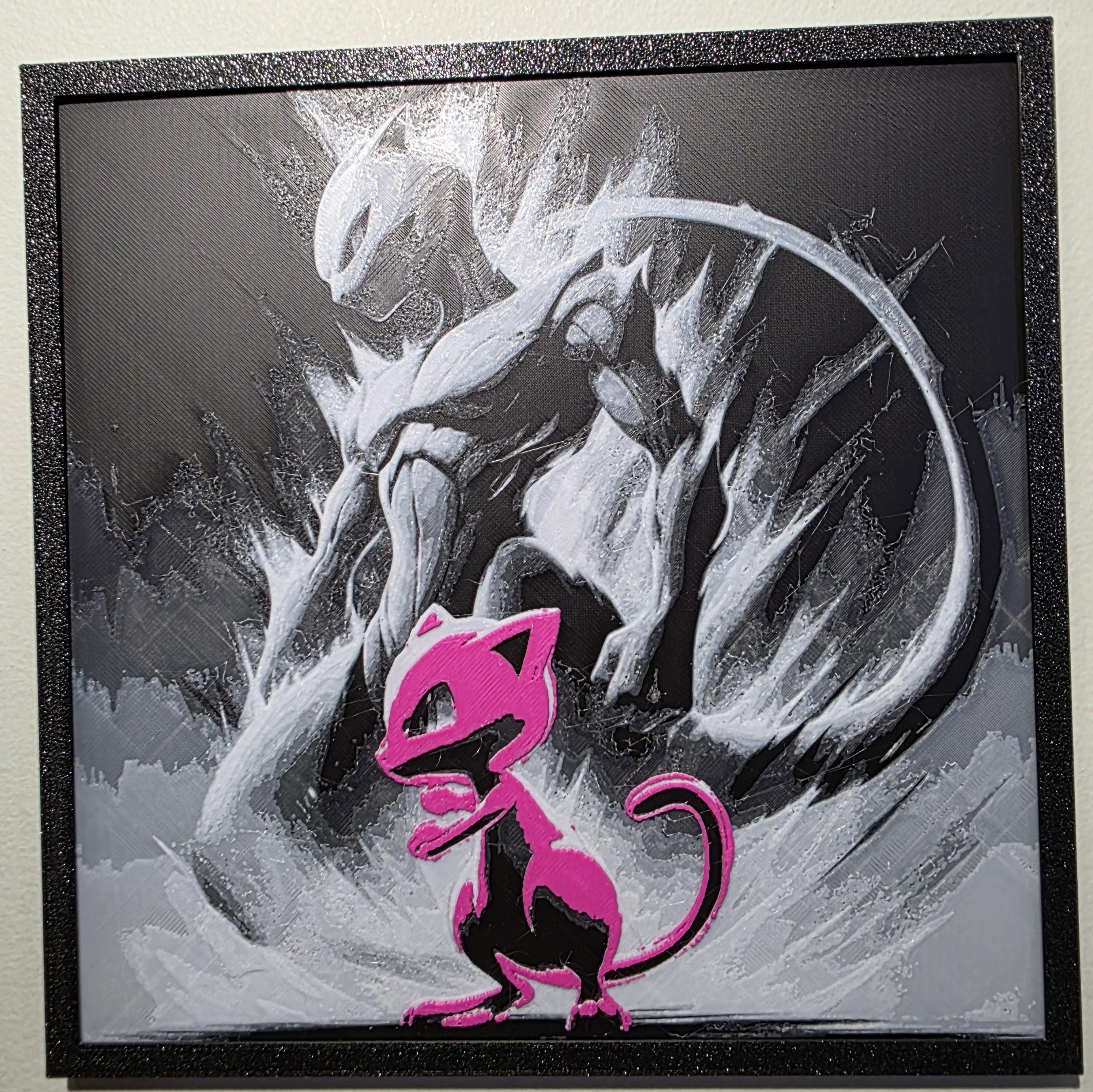 ☆希少☆ ミュウミュウツーの色紙アートPokémonMew vs. Mewtwo Pokémon Mew and Mewtwo 3D Printed Picture - Etsy