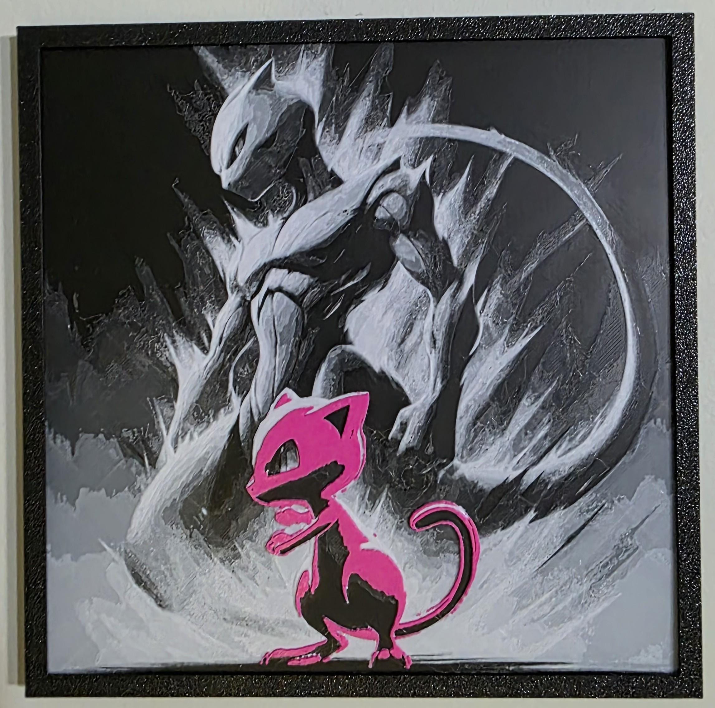 Pokémon Mew and Mewtwo 3D printed picture