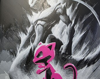 Pokémon Mew and Mewtwo 3D Printed Picture - Etsy