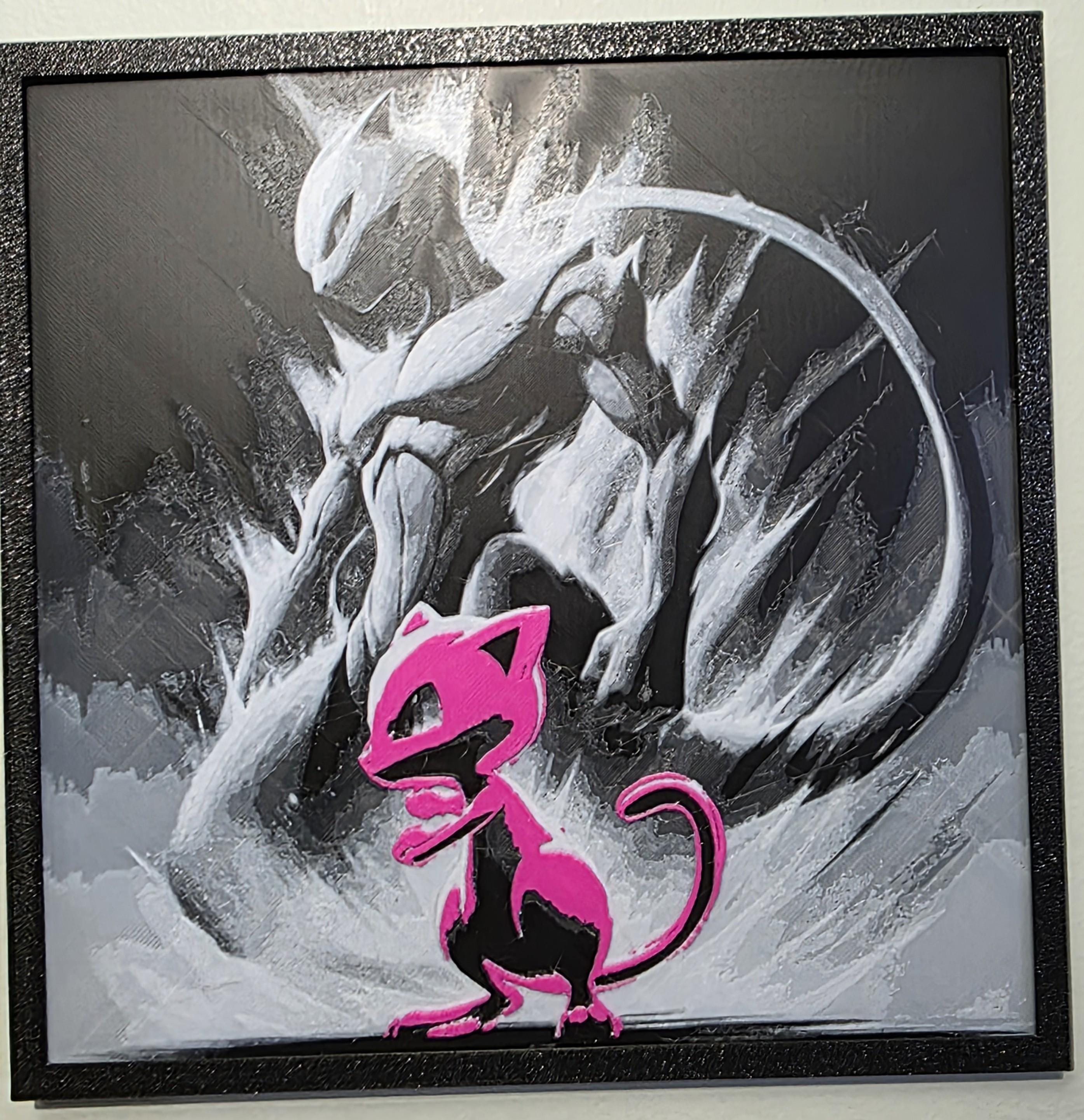 Pokémon Mew and Mewtwo 3D Printed Picture - Etsy