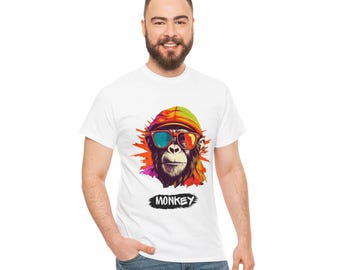 Monkey Shirt, Cool gorilla t-shirt, Gorilla with colored glasses, Cute monkey shirt,funny monkey t-shirt, Monkey style