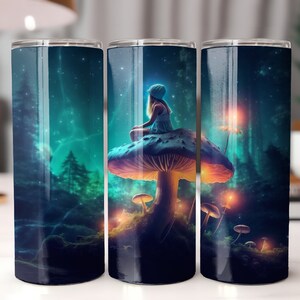 Mushroom Fairy Tumbler Wrap - 20oz - Sublimation Design - 20oz Skinny Tumbler - Trasferimento PNG - Download istantaneo