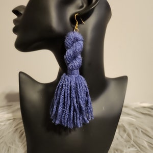3inch Twist Tassel Earrings | Earrings -Yarn Earrings | Tassel Earrings | Yarn Tassels | Dangle & Drop | Single Knot Yarn Earrings