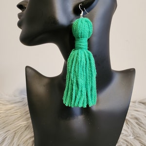 3inch Tassel Earrings | Earrings -Yarn Earrings | Tassel Earrings | Yarn Tassels | Dangle & Drop | Single Knot Yarn Earrings