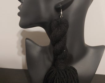 6in Twist Tassel Earring | Earrings -Yarn Earrings | Tassel Earrings | Yarn Tassels | Dangle & Drop | Single Knot Yarn Earrings