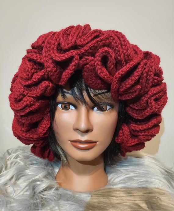 Handcrafted Burgundy Crochet Hat Burgundy Pop Stitch Crochet Hat - CocoZini main image 4