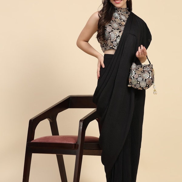 Black ready to wear 1 min saree