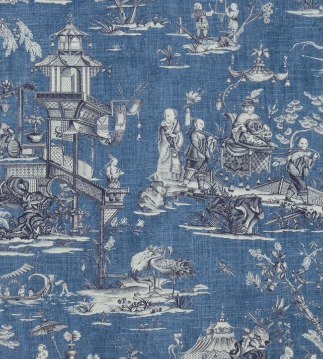 THIBAUT ANTILLES TOILE BROWN FABRIC BY THE YARD - French Country