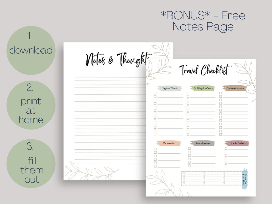 Travel Checklist Printable, Packing List, Packing Checklist, Packing ...