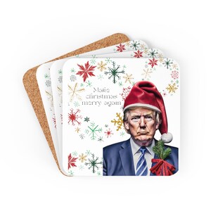 Republican Party Fans&quot; . &quot;Fun Donald Trump Christmas Coaster Set - Make Your Presents Stand Out, Ideal for White Elephant Gift Exchange