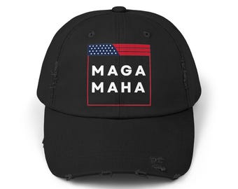Distressed "MAGA MAHA" Cap: 2024 Election Cotton Twill Hat