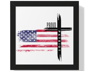 American Flag Framed Poster, Patriotic USA Wall Art